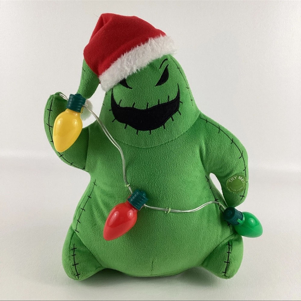 Animated Oogie Boogie Plush Toy with Santa Hat and Lights NEW